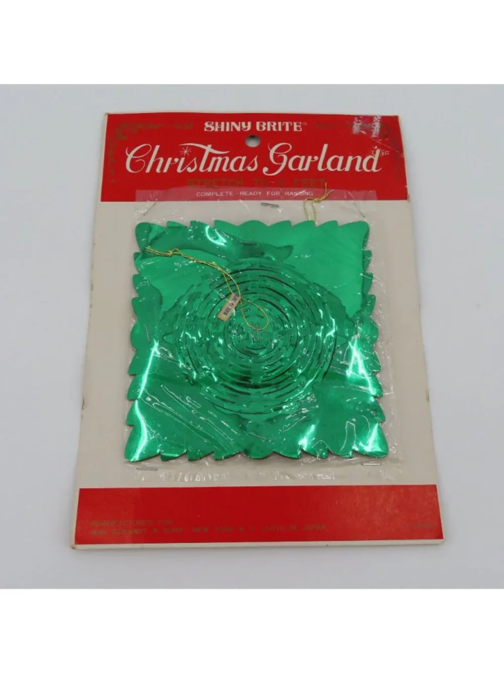 VTG Shiny Brite Christmas Garland Green Foil 9 Feet Made in Japan Retro NEW Xmas